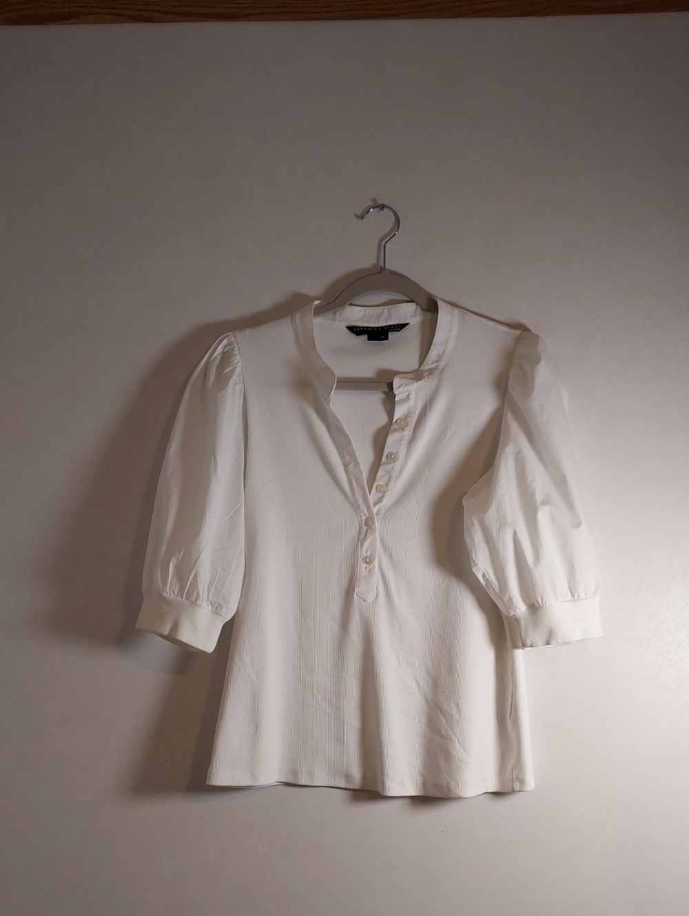 Veronica Beard Coralee Puff Sleeve Top (Size Large)